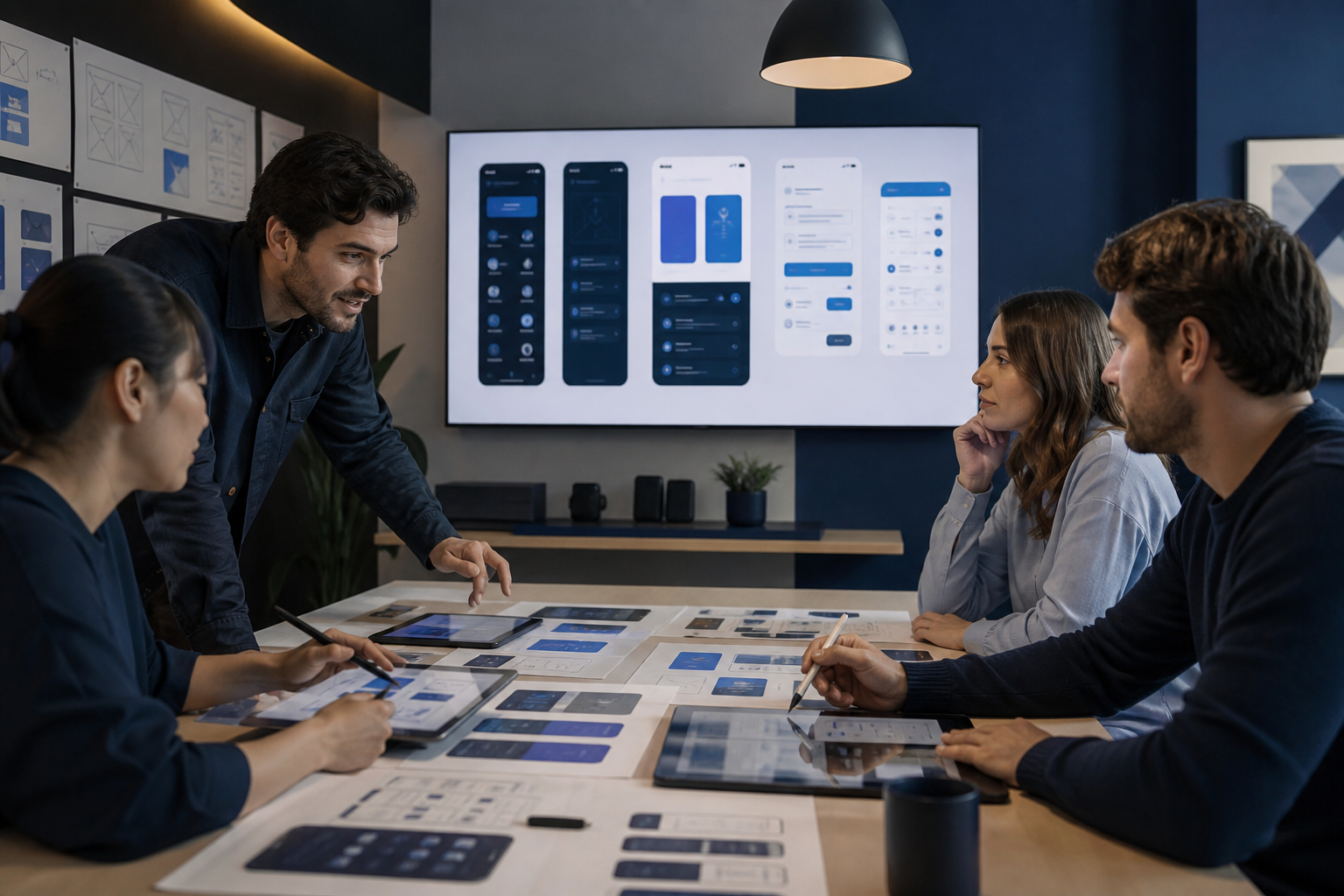 Design team co-creating interface prototypes at 8orbits